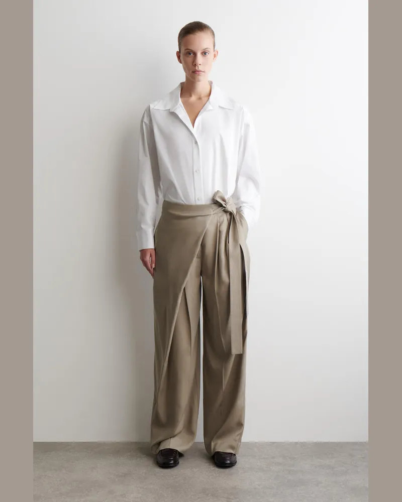 COS Fliessende Hose Mit Wickelfront Beige