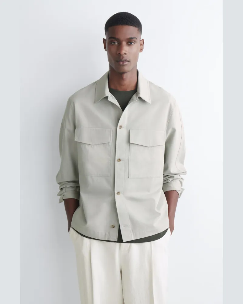 COS Lockere Hemdjacke Aus Baumwolle Grau