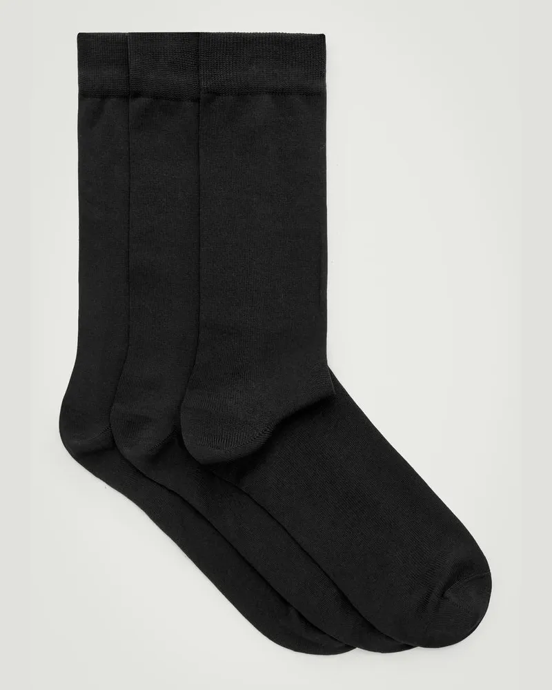 COS 3Er-Pack Mercerisierte Baumwollsocken Schwarz