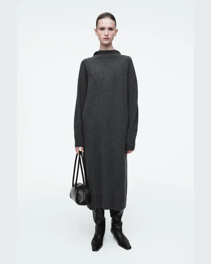 COS Maxikleid Aus Merinowolle Mit Kapuze Grau
