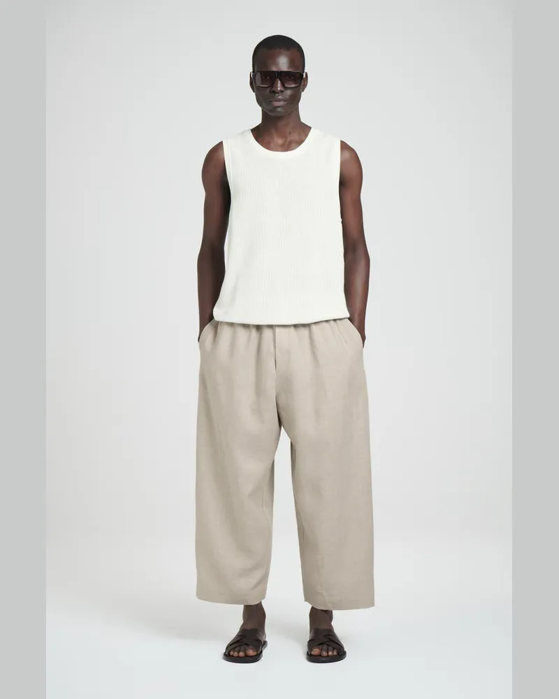 COS Leinenhose Mit Weitem Bein Und Elastischem Bund Beige