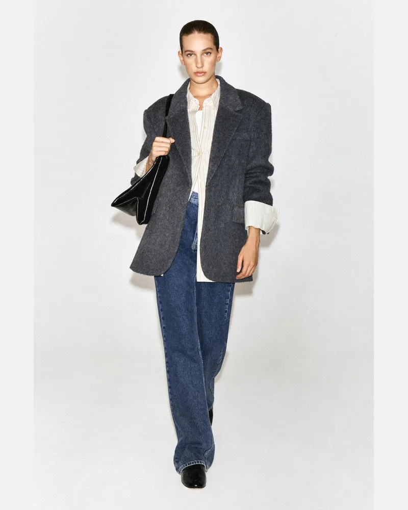 COS Blazer Aus Gebürsteter Wolle Grau