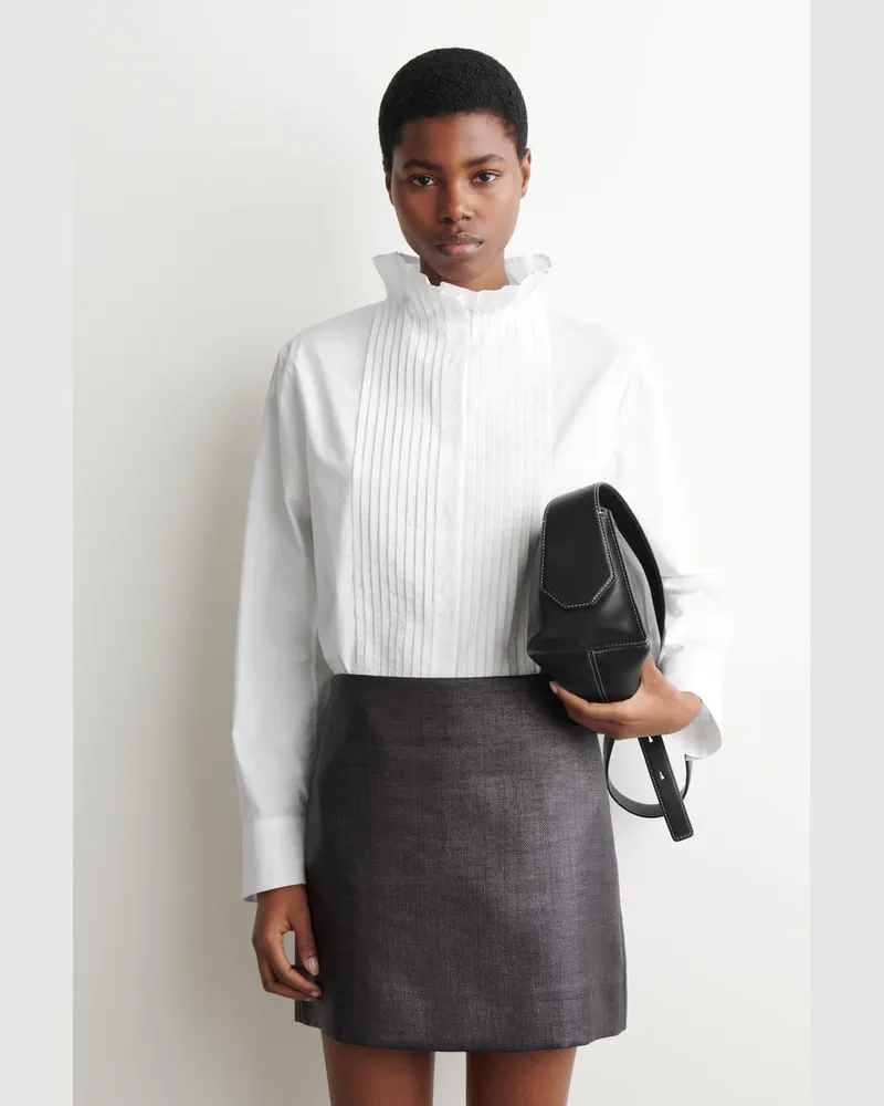 COS Baumwollbluse Mit Biesen Weiß