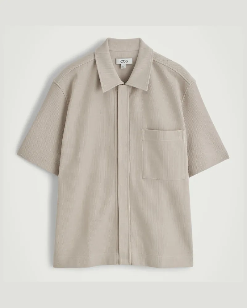 COS Hemd Aus Baumwolljersey Mit Reissverschluss Beige