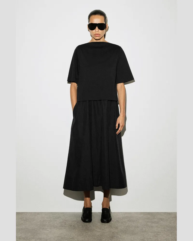 COS Midikleid Mit U-Boot-Ausschnitt Und Kontrastpartie Schwarz