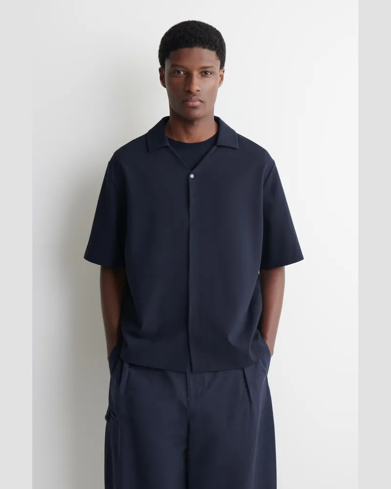 COS Kurzarmhemd Aus Milano-Jersey Blau