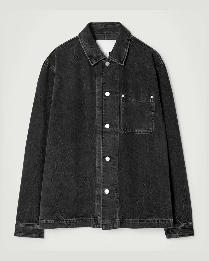 COS Lockere Hemdjacke Aus Denim Schwarz