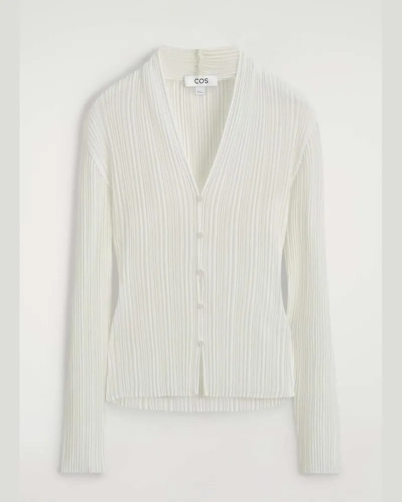 COS Strickjacke Aus Jacquard Mit Falten Weiß