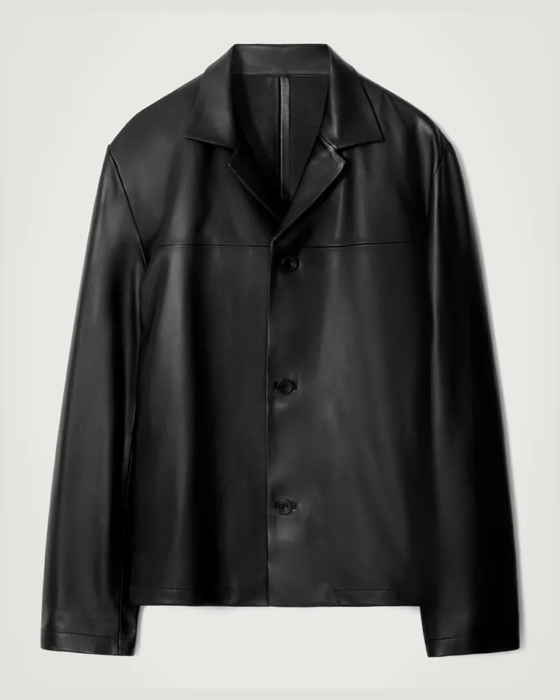 COS Lederjacke Mit Reverskragen Schwarz