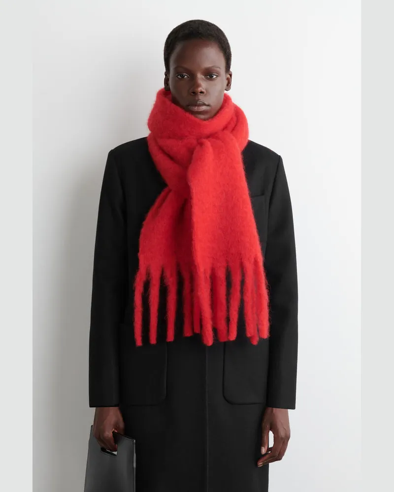 COS Schal Aus Gebürsteter Mohairwolle Mit Fransen Rot