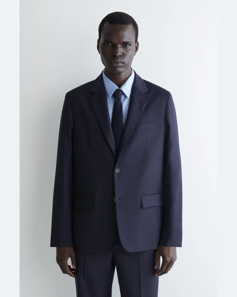 COS Einreihiger Wollblazer Blau
