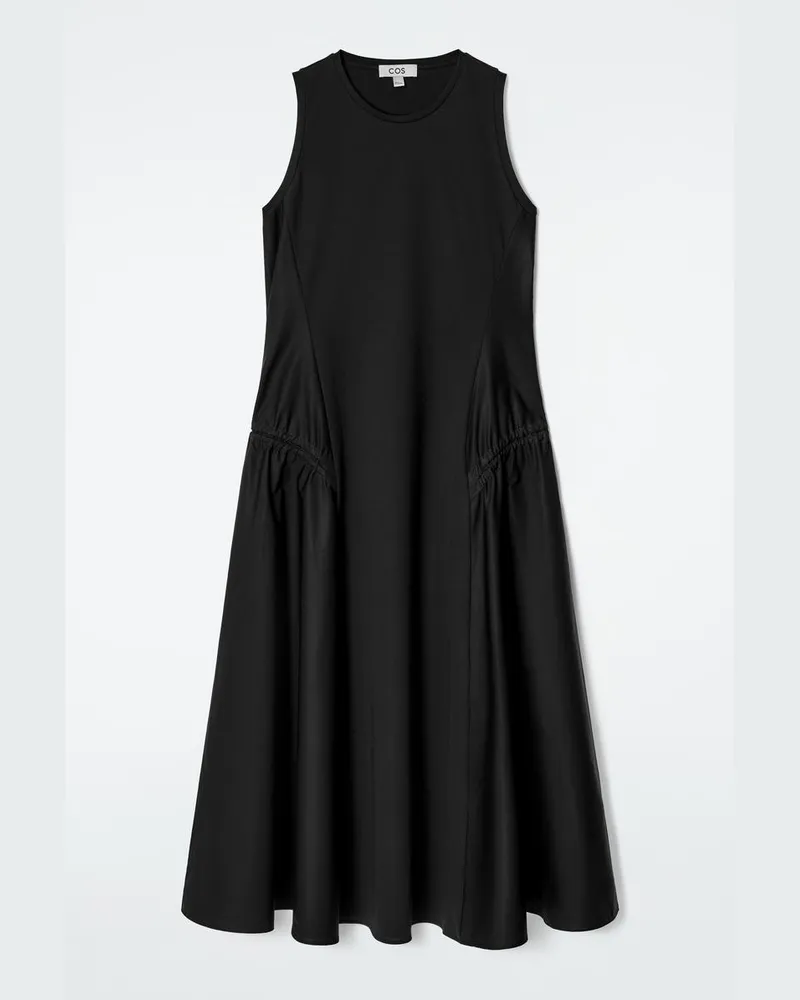 COS Midikleid Mit Seitlichen Raffungen Schwarz