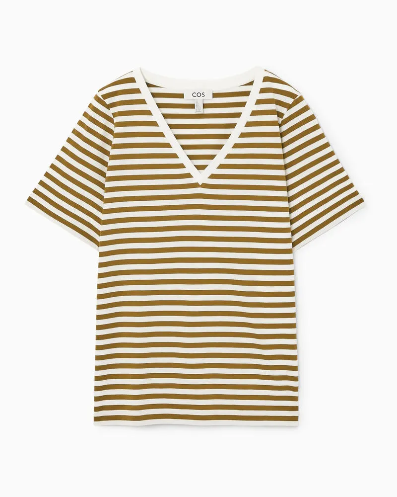 COS Alltags-T-Shirt Mit V-Ausschnitt Weiß