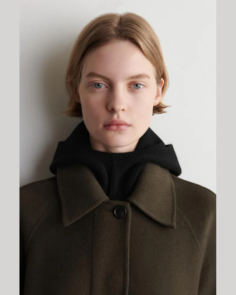 COS Gerippter Kapuzenschal Aus Woll-Kaschmir-Mix Schwarz