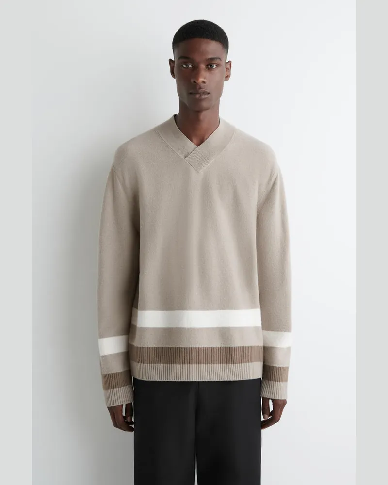 COS Pullover Aus Kochwolle Mit V-Ausschnitt Beige