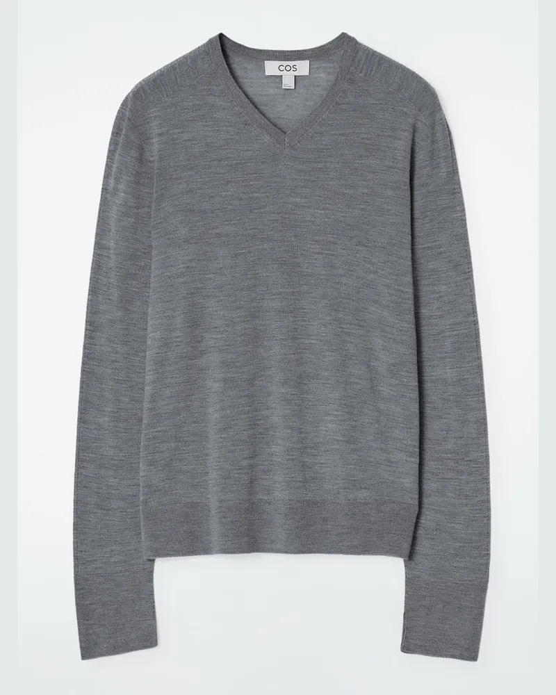 COS Pullover Aus Merinowolle Mit V-Ausschnitt Grau