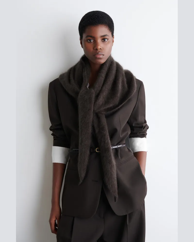 COS Dreieckstuch Aus Gebürstetem Kaschmir Braun