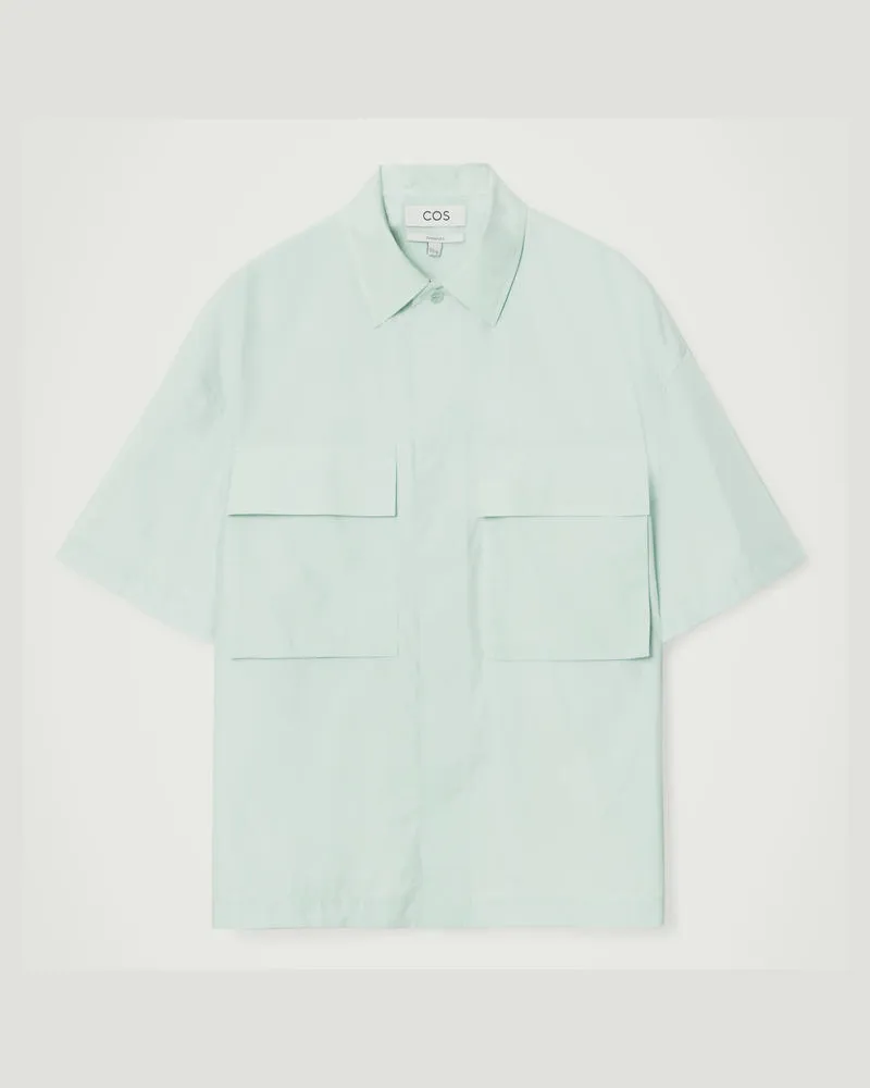 COS Kurzärmliges Utility-Hemd Mit Oversized-Passform Grün