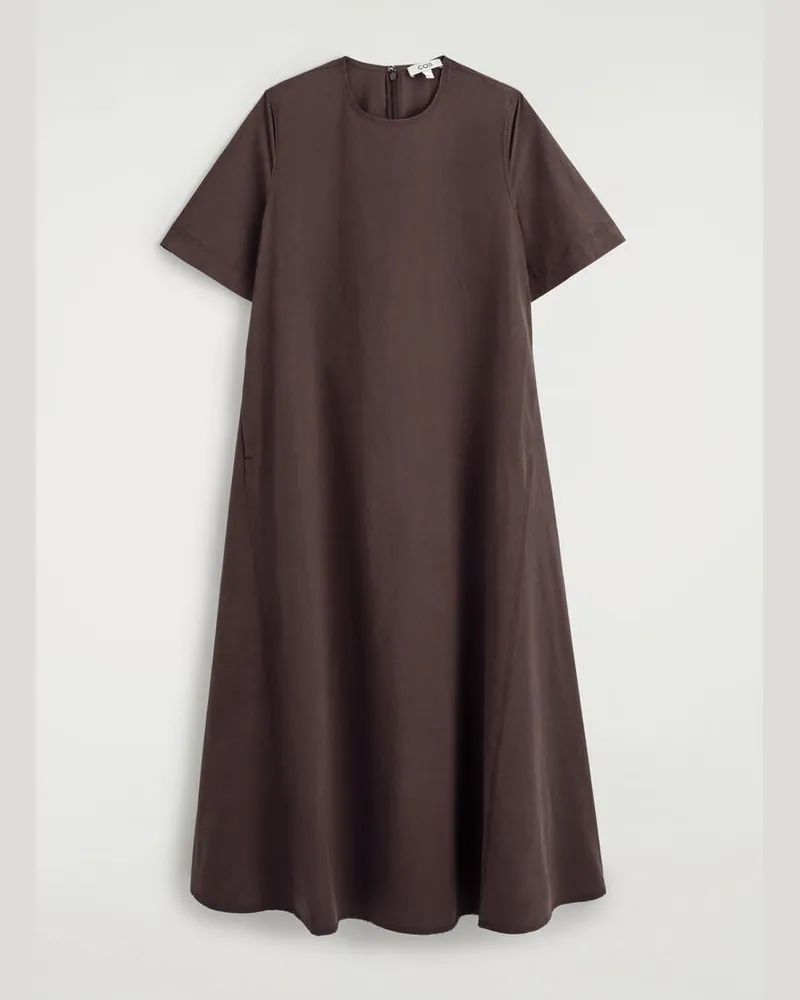 COS Midikleid Aus Baumwolle Mit Unversäuberten Kanten Braun