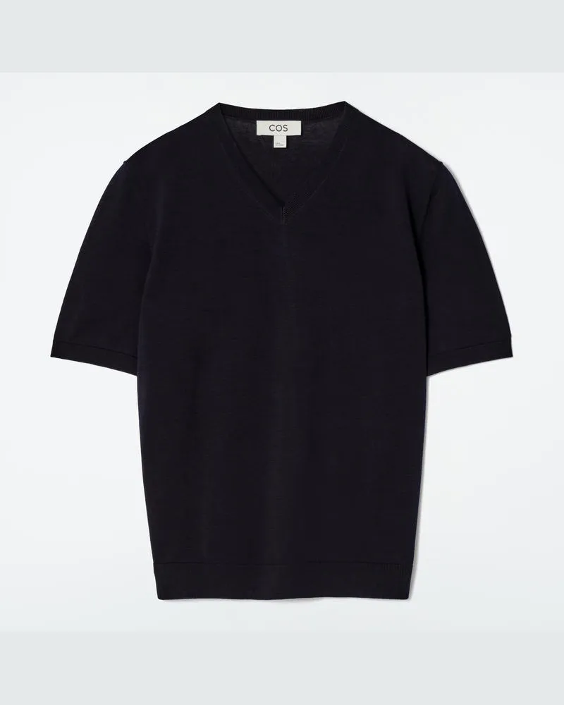 COS T-Shirt Aus Baumwolle Mit V-Ausschnitt Blau