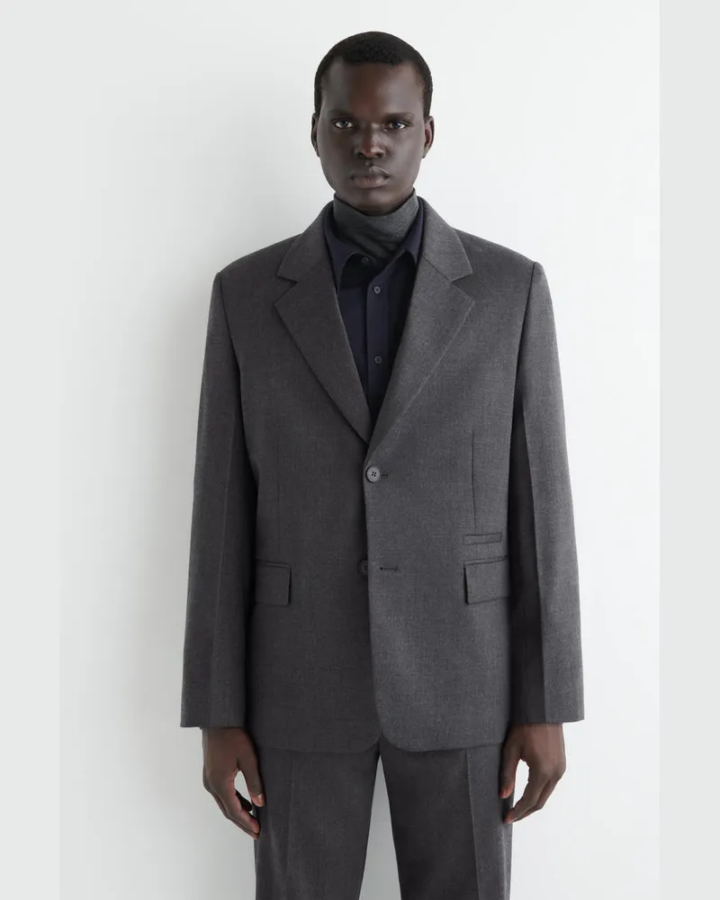 COS Einreihiger Wollblazer Grau
