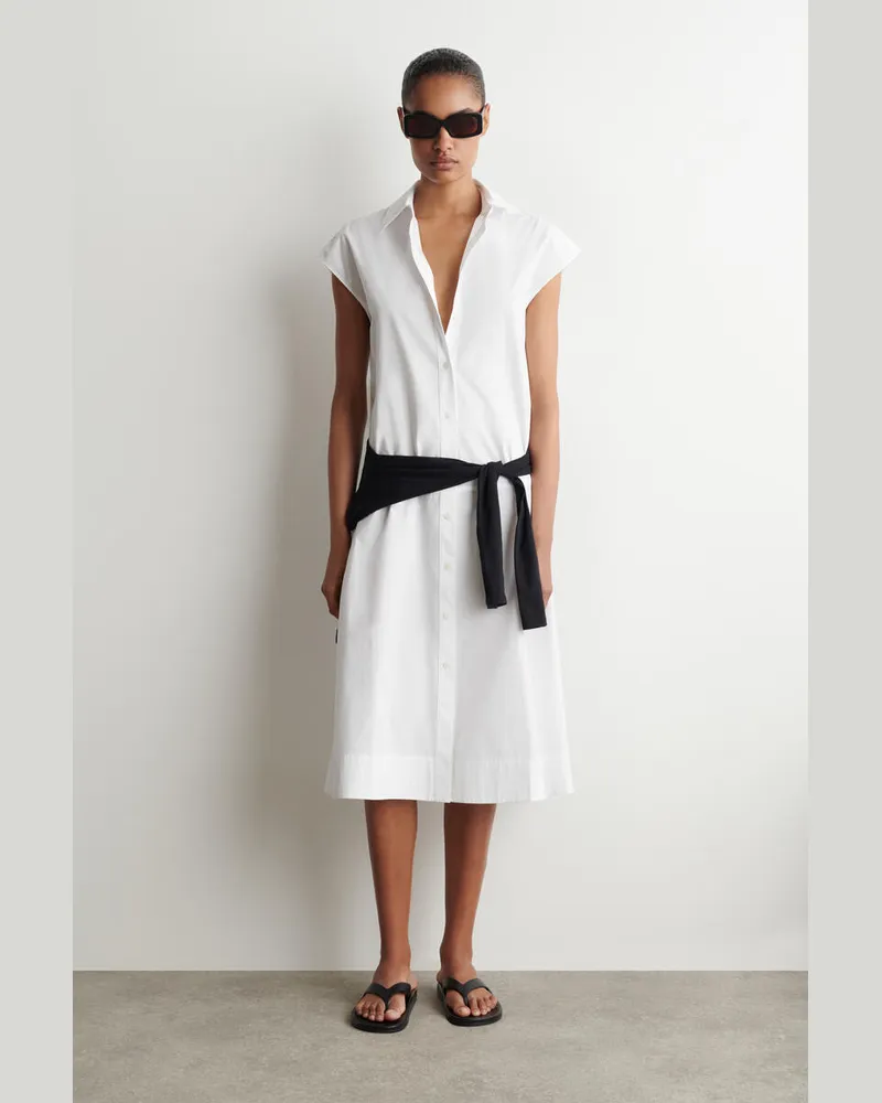 COS Ärmelloses Hemdkleid Aus Baumwoll-Popeline Weiß