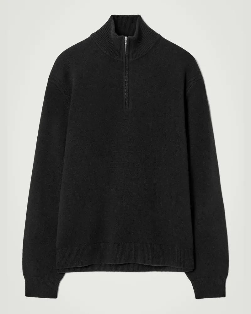 COS Kaschmirpullover Mit Reissverschluss Schwarz
