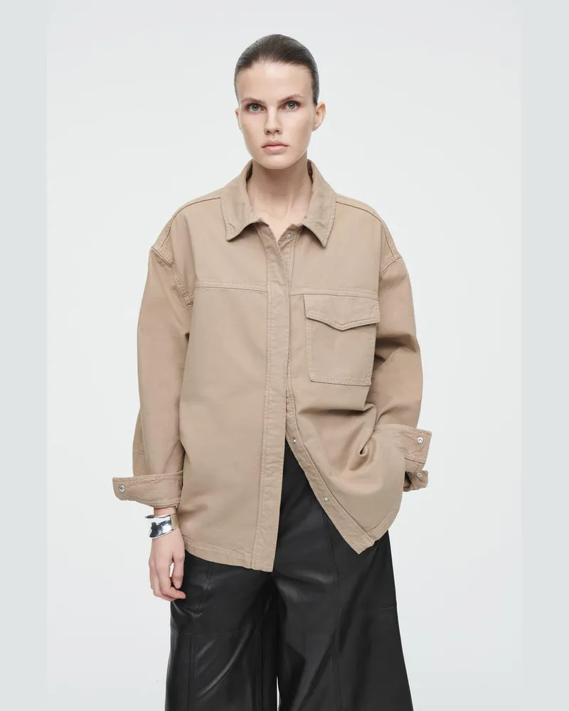 COS Oversized-Hemdjacke Beige