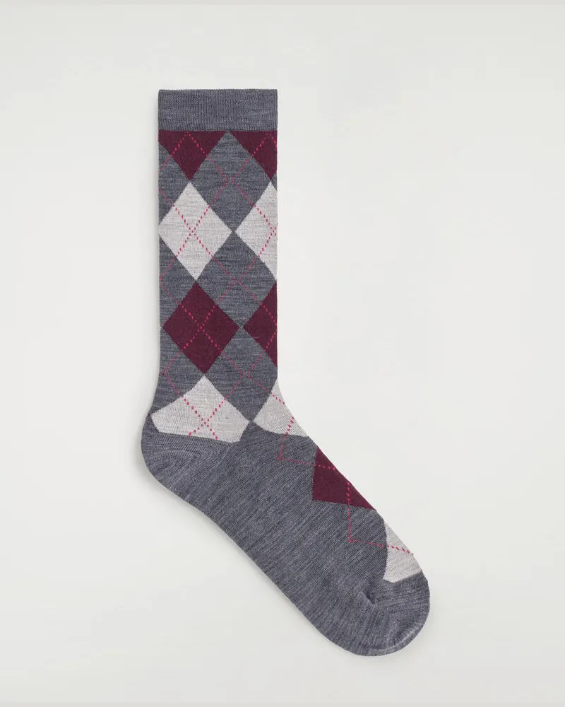 COS Socken Aus Woll-Mix Mit Argyle-Muster Grau