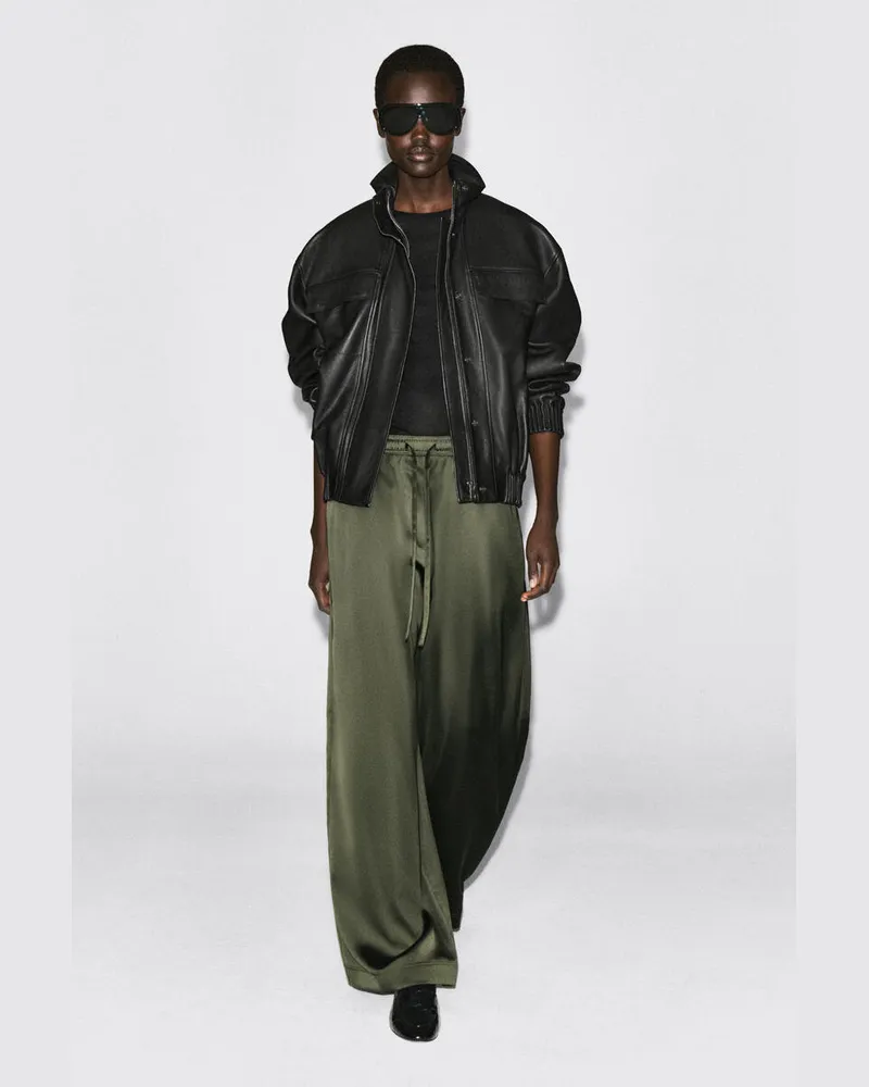 COS Hose Aus Satin Mit Falten Und Kordelzug Grün