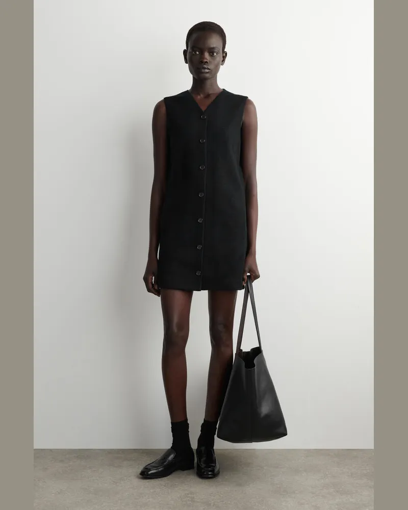 COS Minikleid Aus Merinowolle Mit Knöpfen Schwarz
