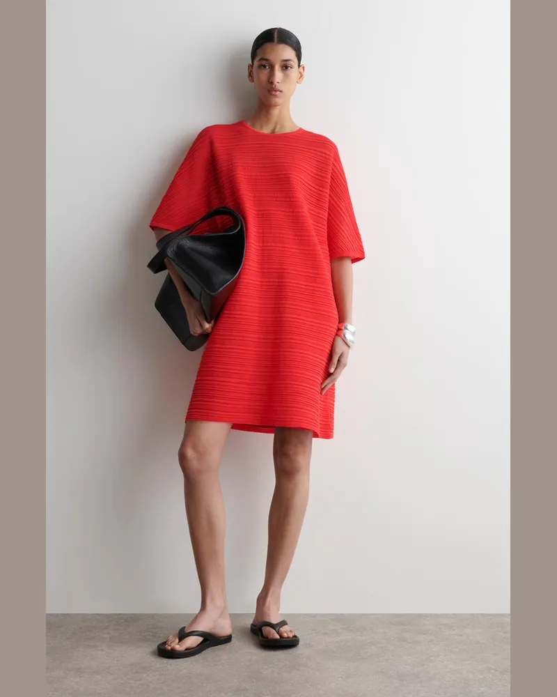 COS Plissiertes Minikleid Aus Strick Orange