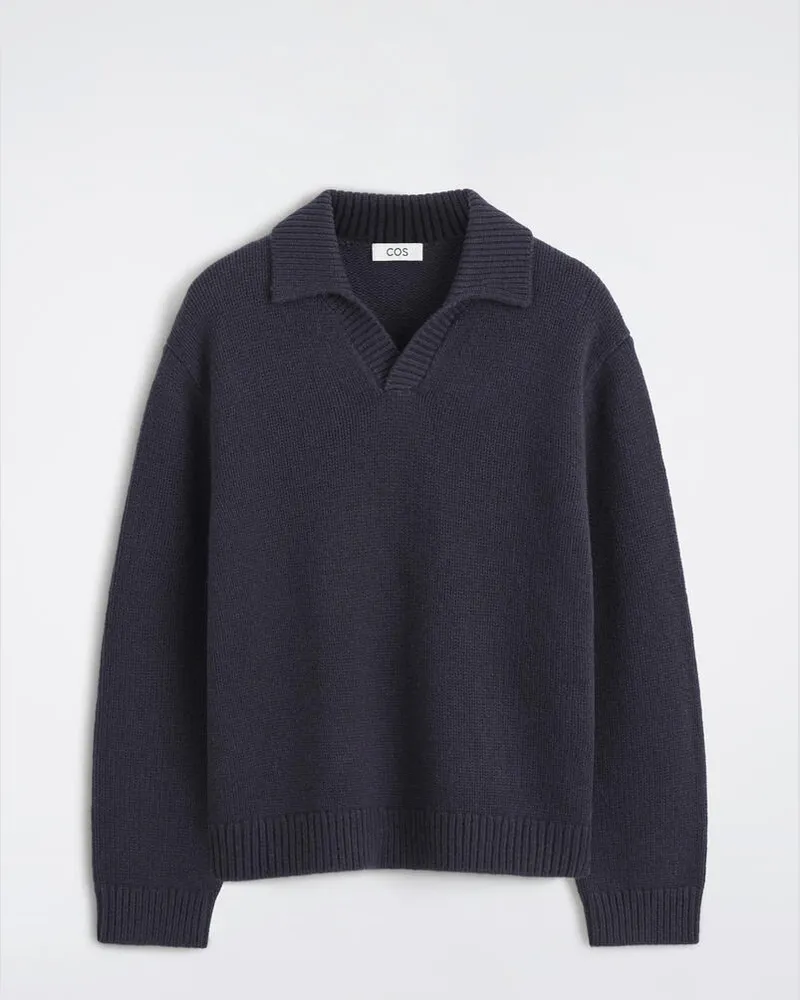 COS Polopullover Aus Kaschmir Blau