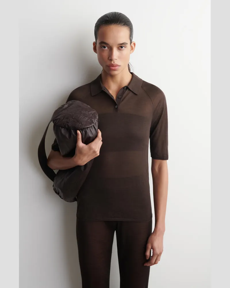 COS Das Transparente Polohemd Aus Seide Braun