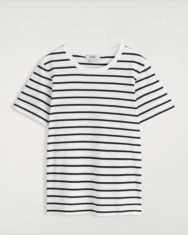 COS T-Shirt Aus Baumwolle Mit Rundhalsausschnitt Weiß