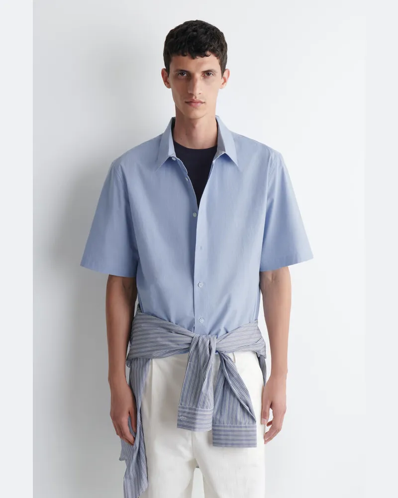 COS Lockeres Kurzarmhemd Aus Baumwolle Blau