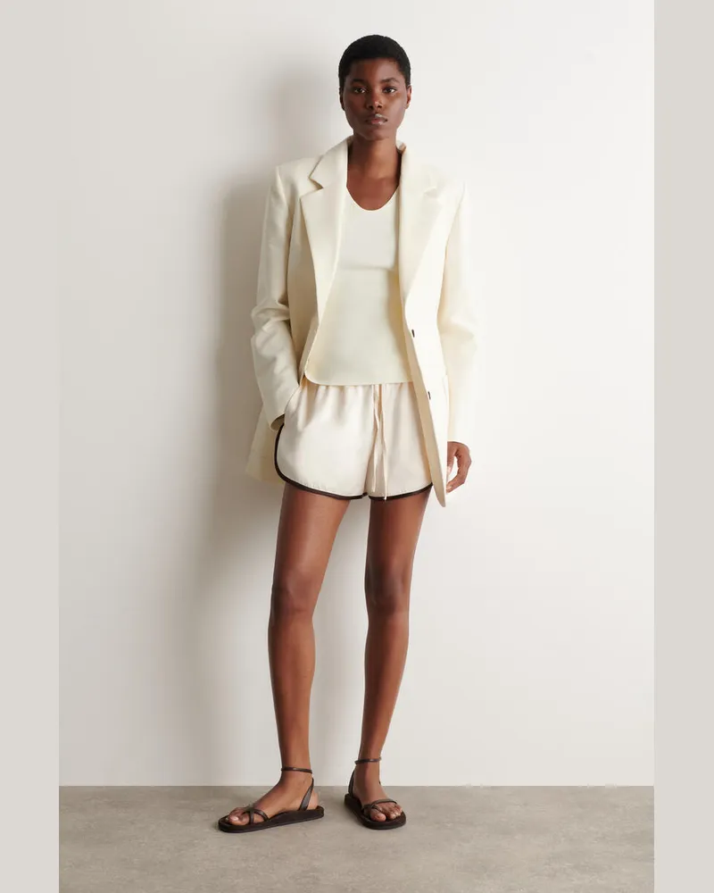 COS Einreihiger Bouclé-Blazer Weiß