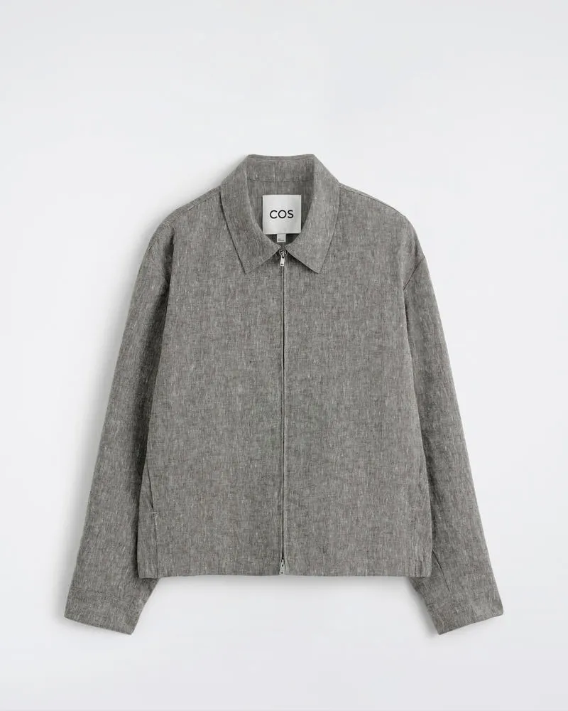COS Blousonjacke Aus Leinen Grün