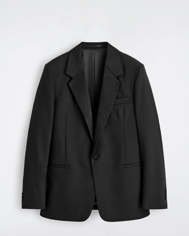 COS Wollblazer Mit Satin-Revers Schwarz