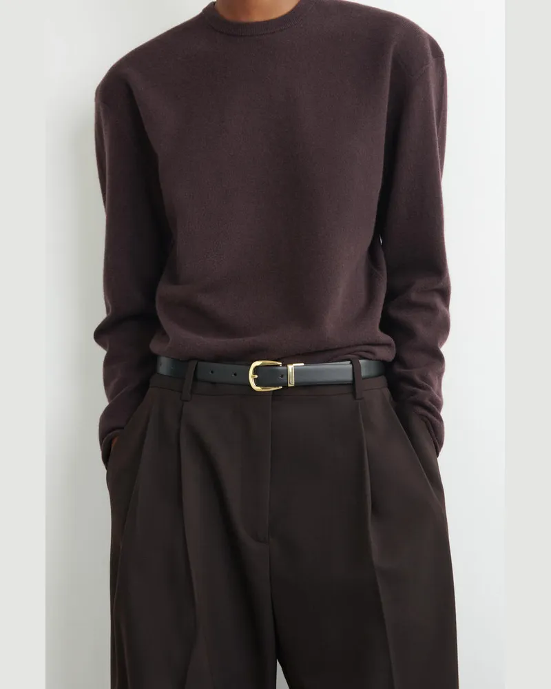 COS Wendbarer Ledergürtel Schwarz