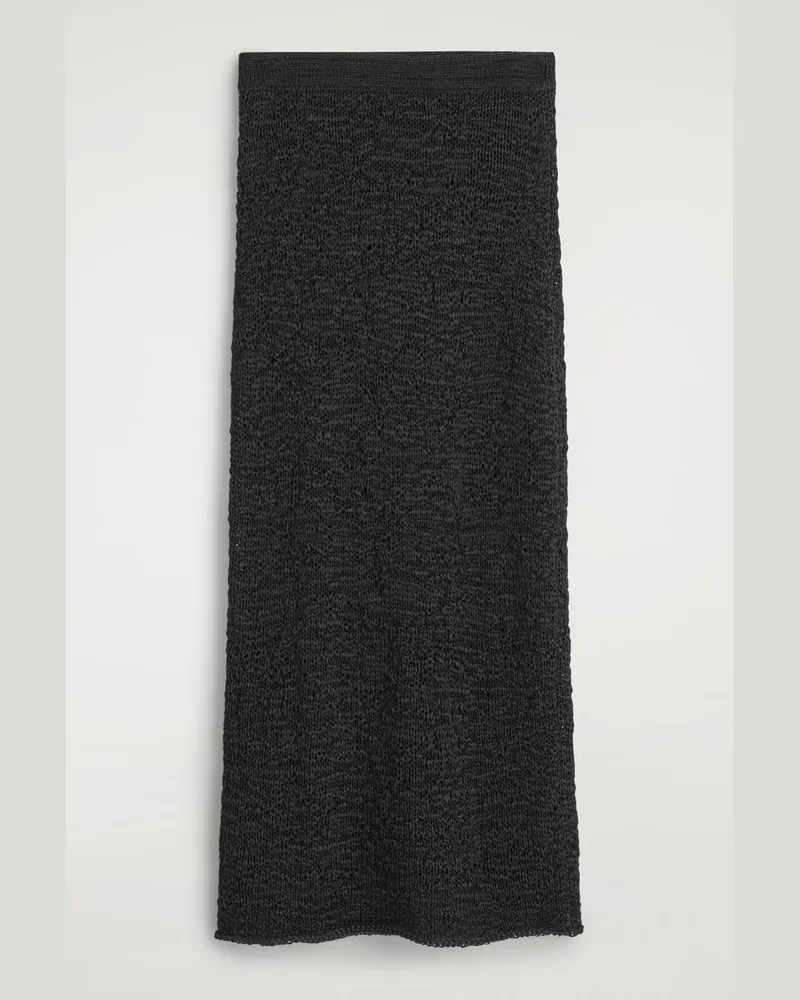 COS Strukturierter Midirock Mit Lochstrickmuster Schwarz