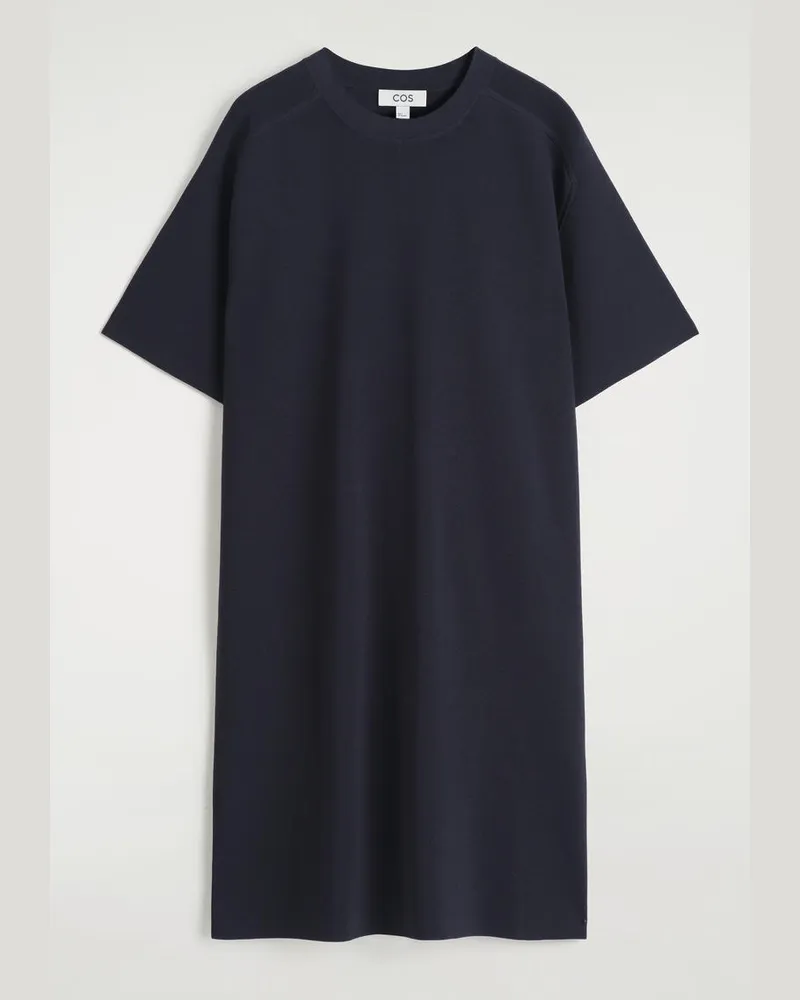 COS Gestricktes T-Shirt-Kleid Blau