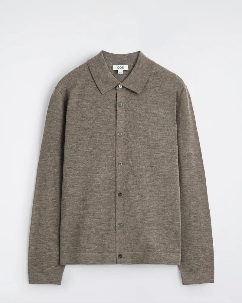 COS Strickhemd Aus Merinowolle Braun