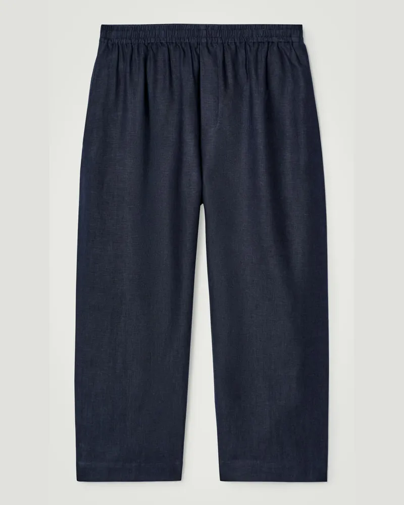 COS Leinenhose Mit Weitem Bein Und Elastischem Bund Blau