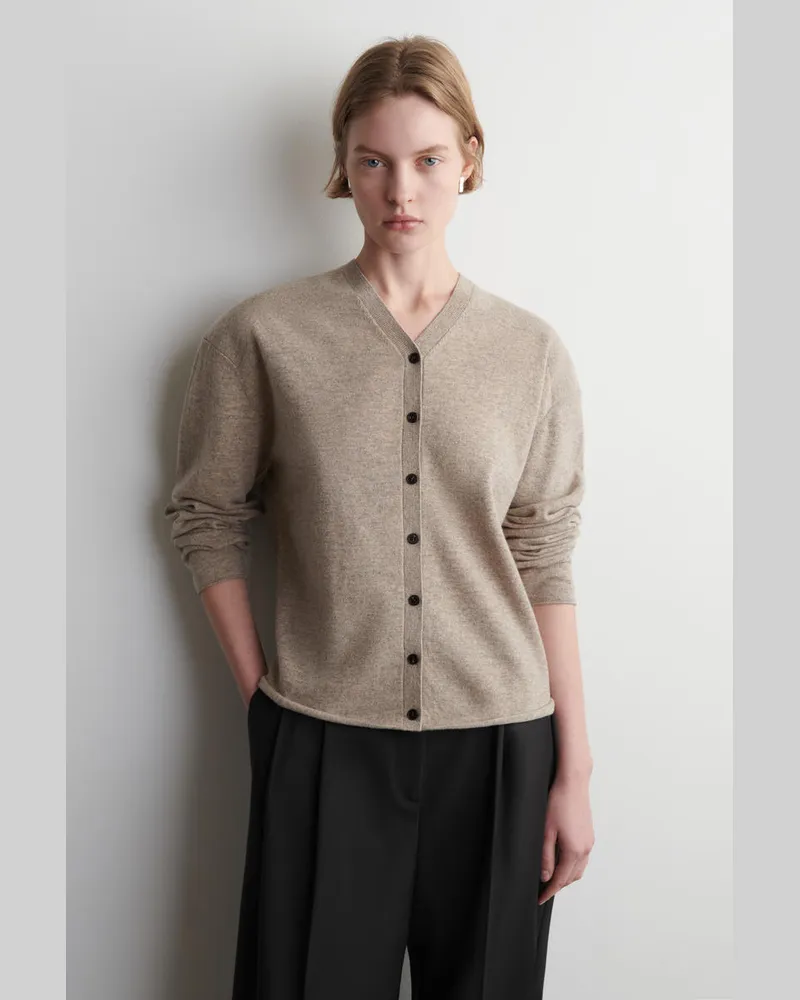 COS Strickjacke Aus Merinowolle Mit V-Ausschnitt Beige