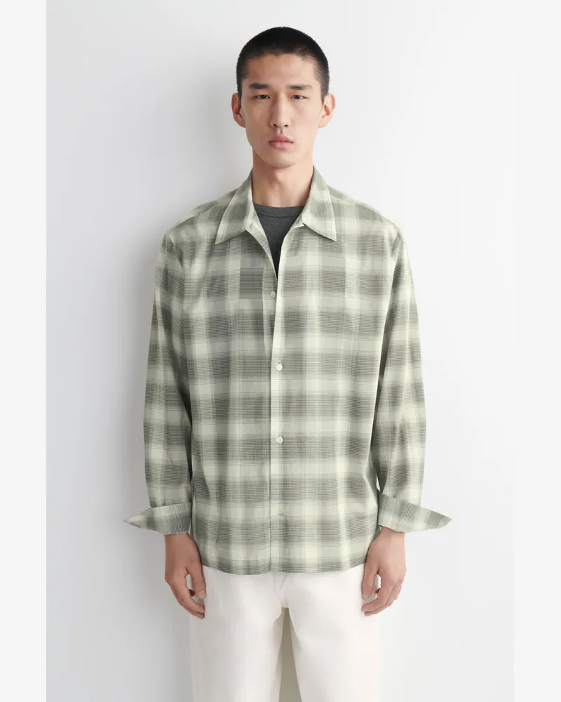 COS Kariertes Baumwollhemd Grün