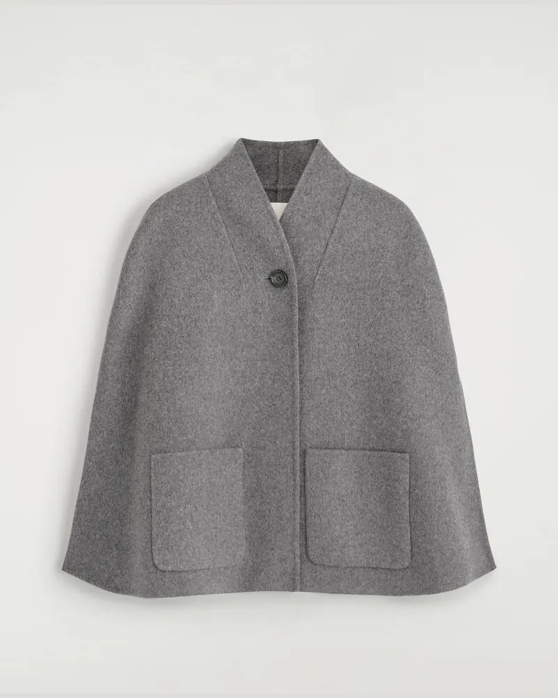 COS Cape Aus Doubleface-Wolle Mit Schalkragen Grau
