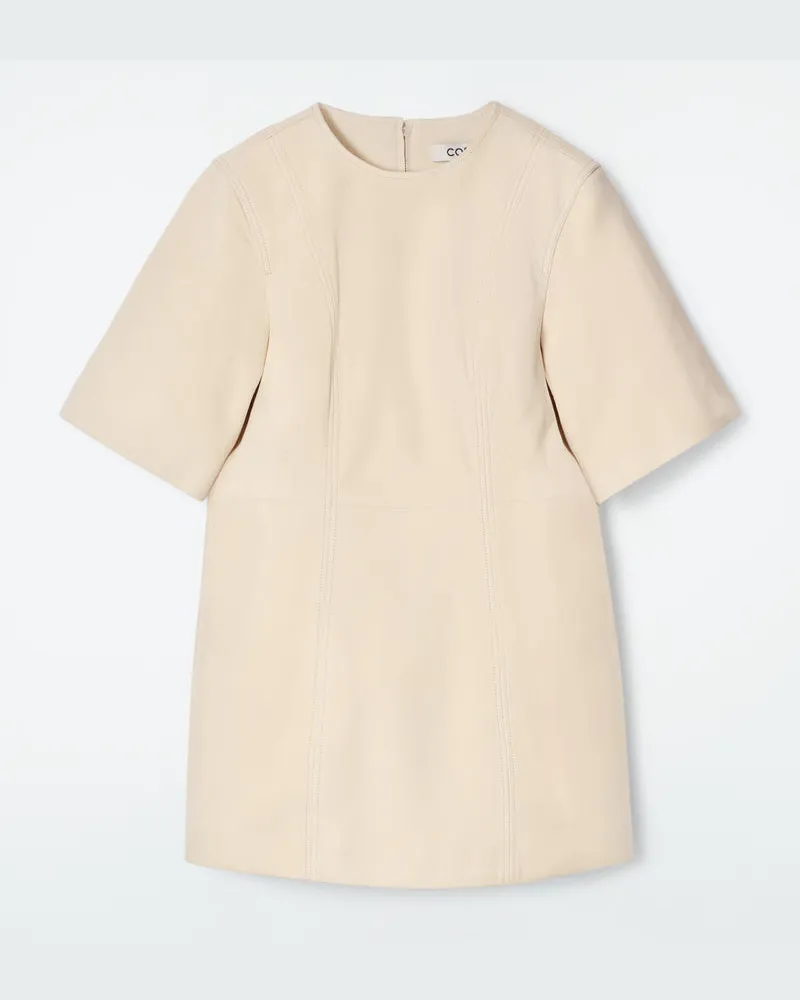 COS Kurzes T-Shirt-Kleid Aus Veloursleder Weiß
