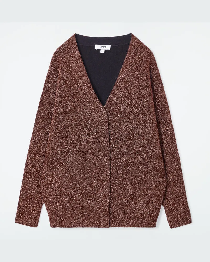 COS Glitzernde Strickjacke Aus Merinowolle Braun