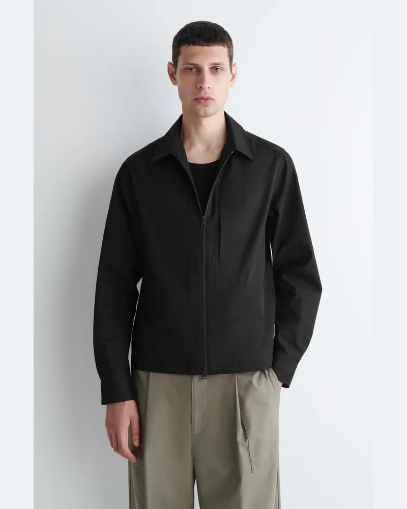 COS Hemdjacke Aus Baumwolle Mit Reissverschluss Schwarz
